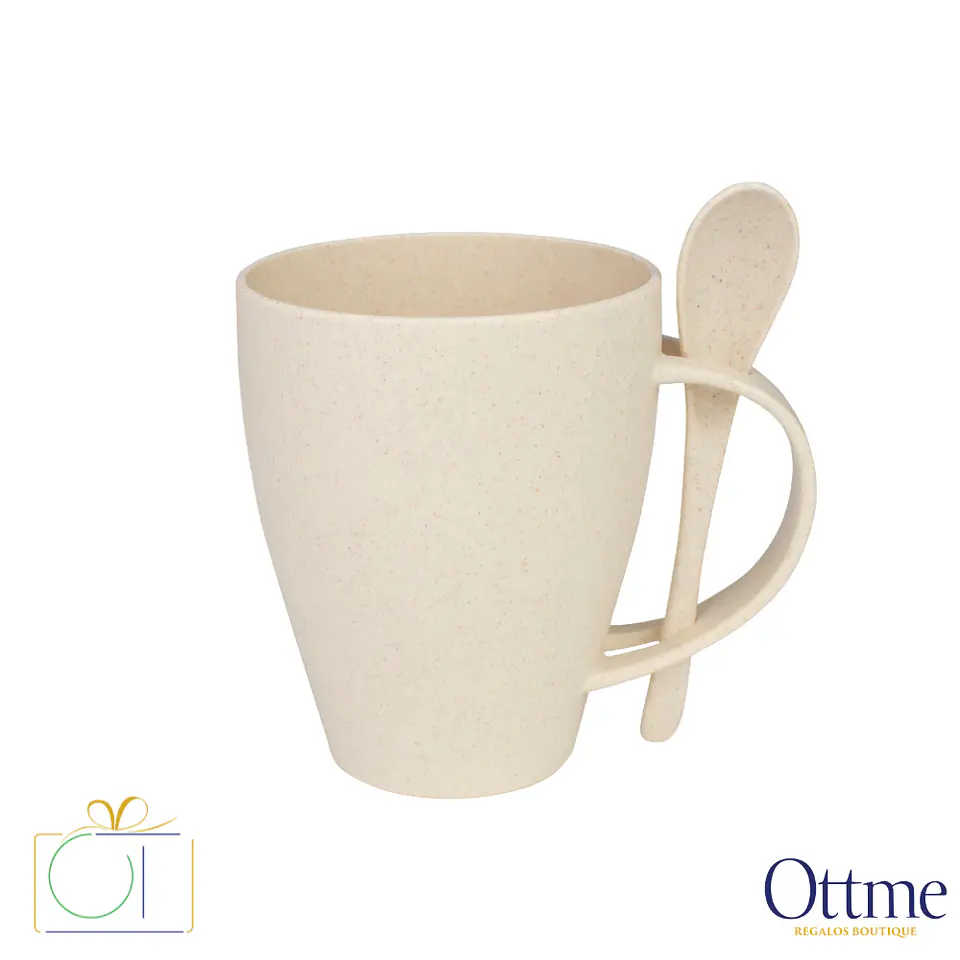 Mug de Caña de Trigo con Cuchara 400cc Personalizable 1