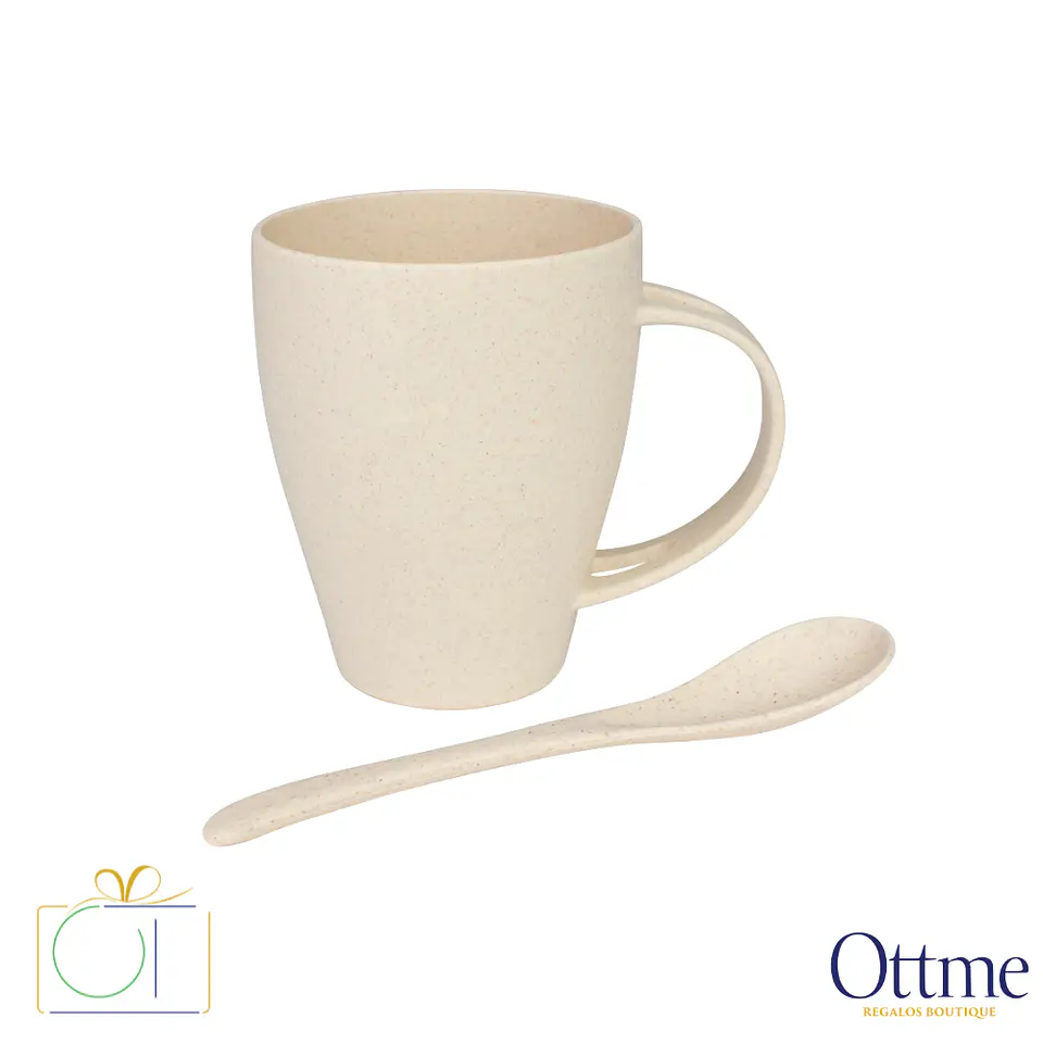 Mug de Caña de Trigo con Cuchara 400cc Personalizable 2