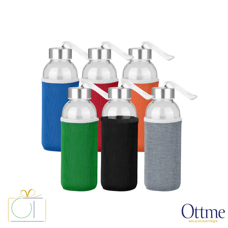 Botella de Vidrio Silica con Funda Neopreno 440cc Personalizable 1