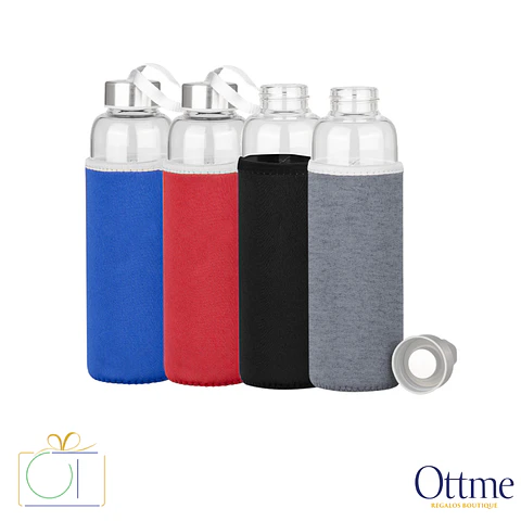 Botella de Vidrio Borosilicato con Funda Neopreno 580cc Personalizable