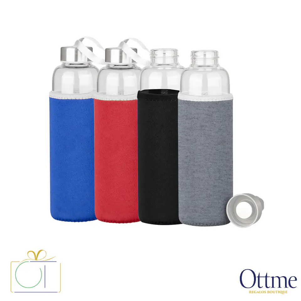 Botella de Vidrio Borosilicato con Funda Neopreno 580cc Personalizable 1