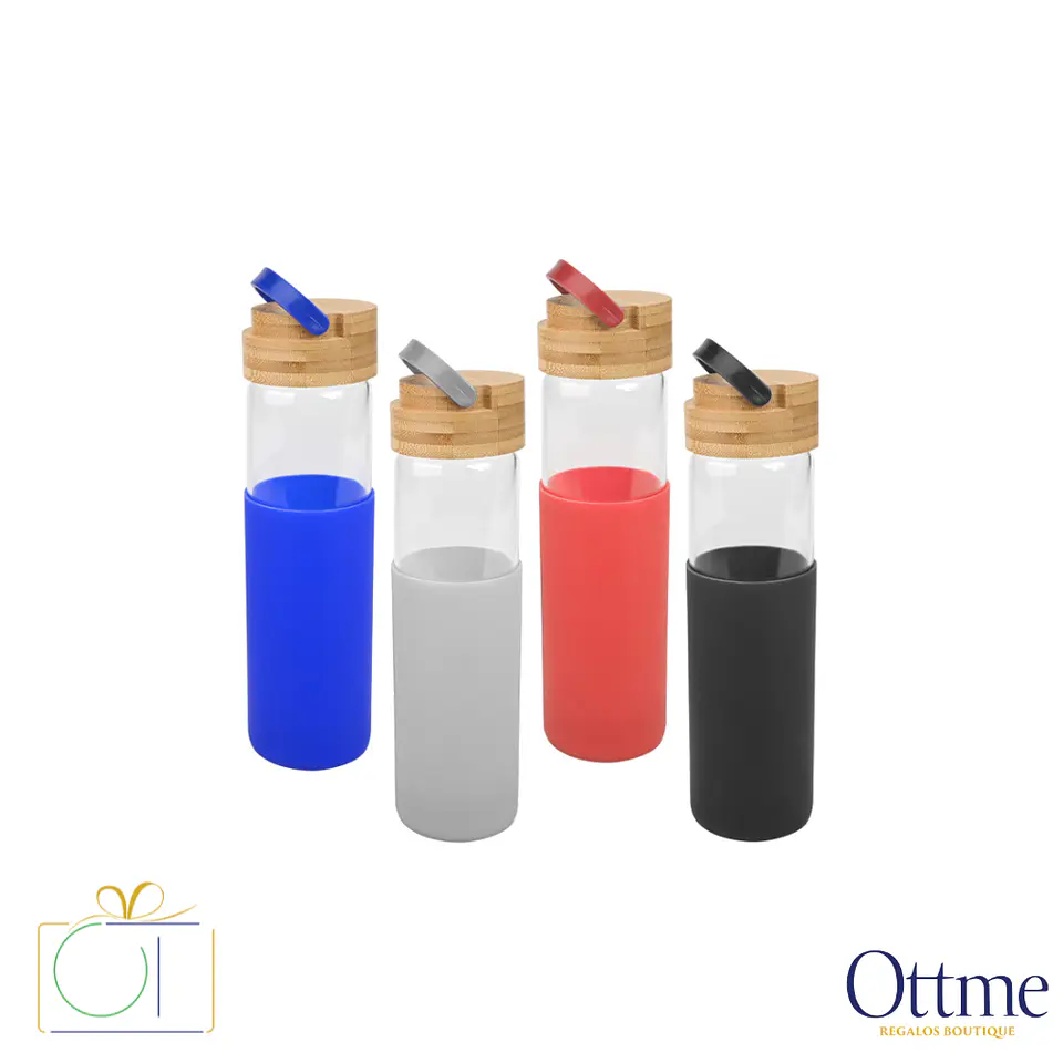Botella de Vidrio con Funda de Silicona 600cc Personalizable 1
