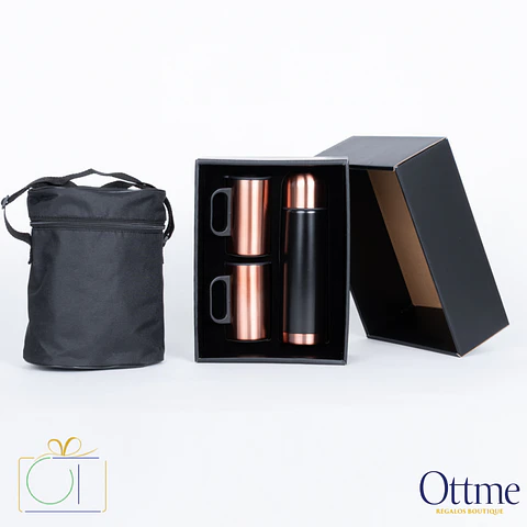 Set Termo + 2 Tazones Encobrizados GLASGOW Personalizable