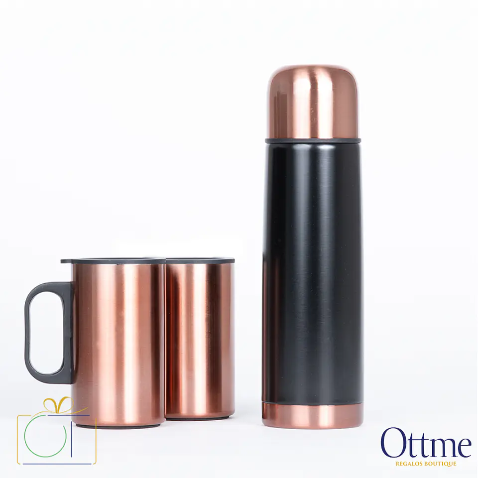 Set Termo + 2 Tazones Encobrizados GLASGOW Personalizable 2