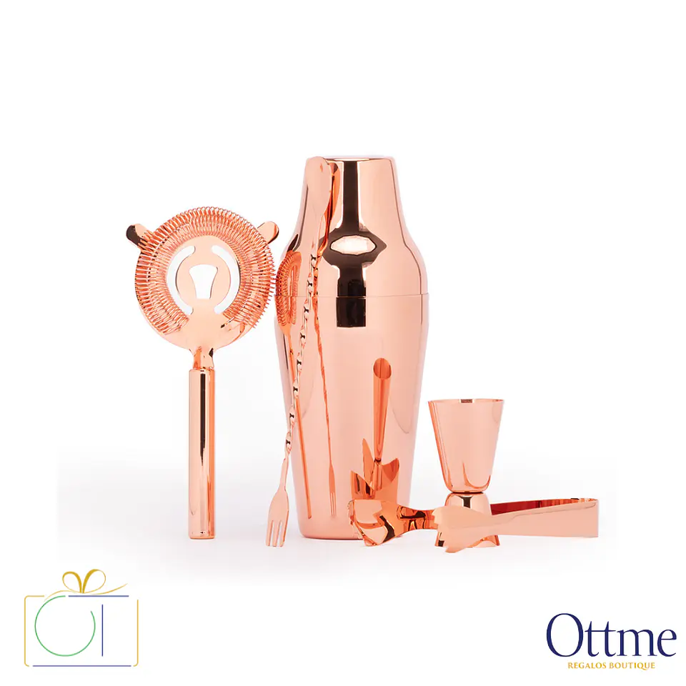 Set de Cóctel Metálico Encobrizado 5 en 1 Personalizable 1