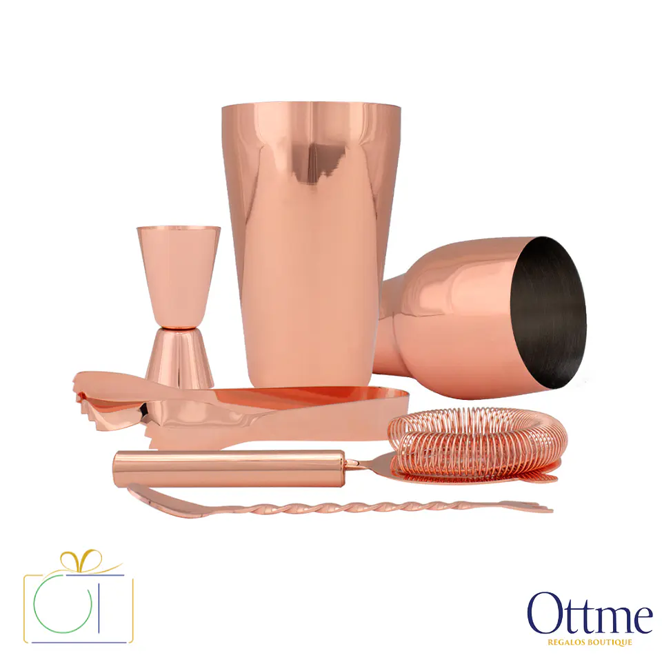 Set de Cóctel Metálico Encobrizado 5 en 1 Personalizable 2