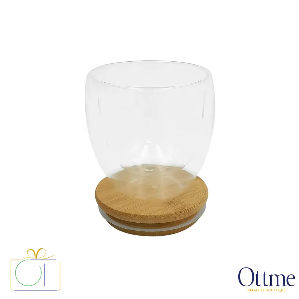 Taza Doble Vidrio COLOMBIA 250cc con Bambú Personalizable 2