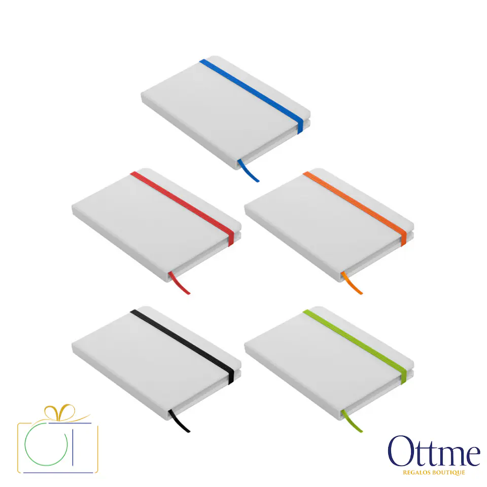 Libreta Pequeña WHITE con Banda Elástica Personalizable 1