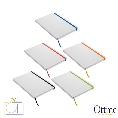 Libreta Mediana WHITE con Banda Elástica Personalizable