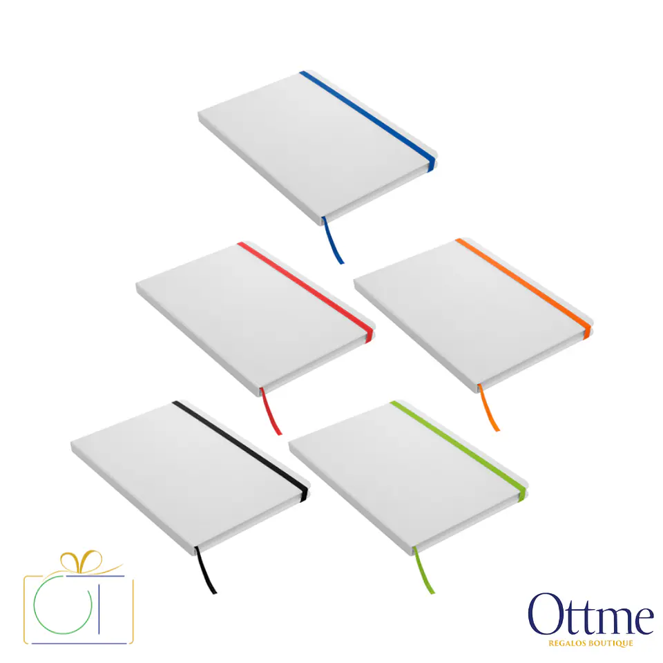 Libreta Mediana WHITE con Banda Elástica Personalizable 1