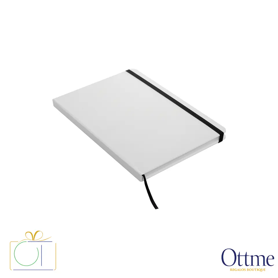 Libreta Mediana WHITE con Banda Elástica Personalizable 3