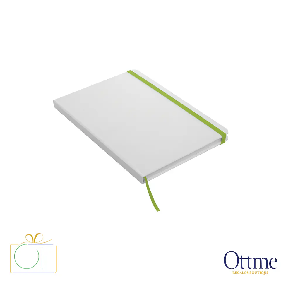 Libreta Mediana WHITE con Banda Elástica Personalizable 6