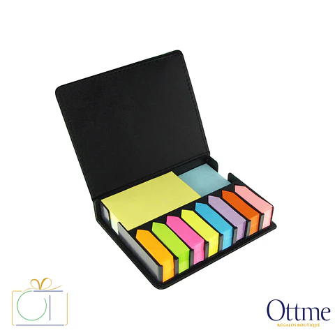 Set de Notas Adhesivas de PU Negro Personalizable