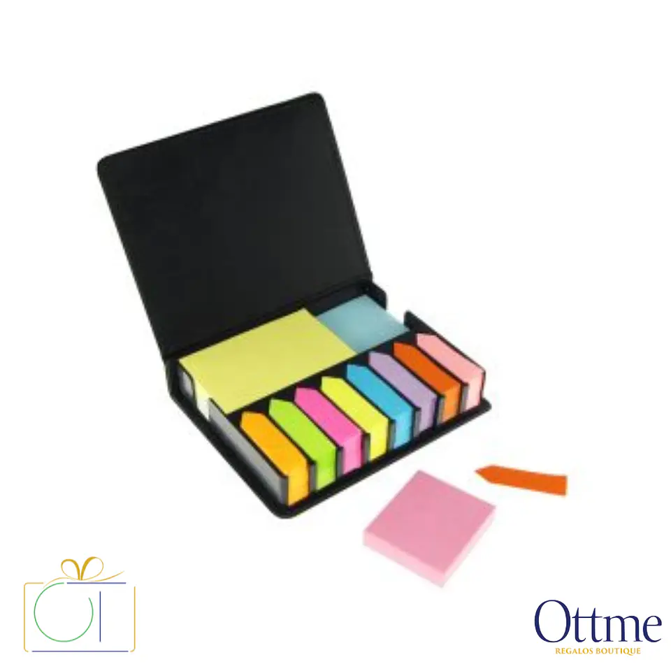 Set de Notas Adhesivas de PU Negro Personalizable 3