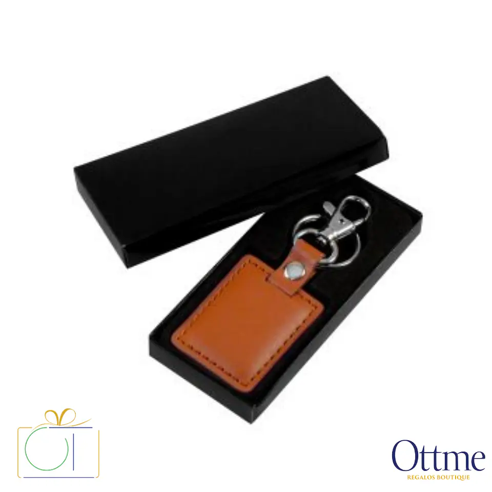 Llavero Simil Eco-Cuero Café Personalizable 2