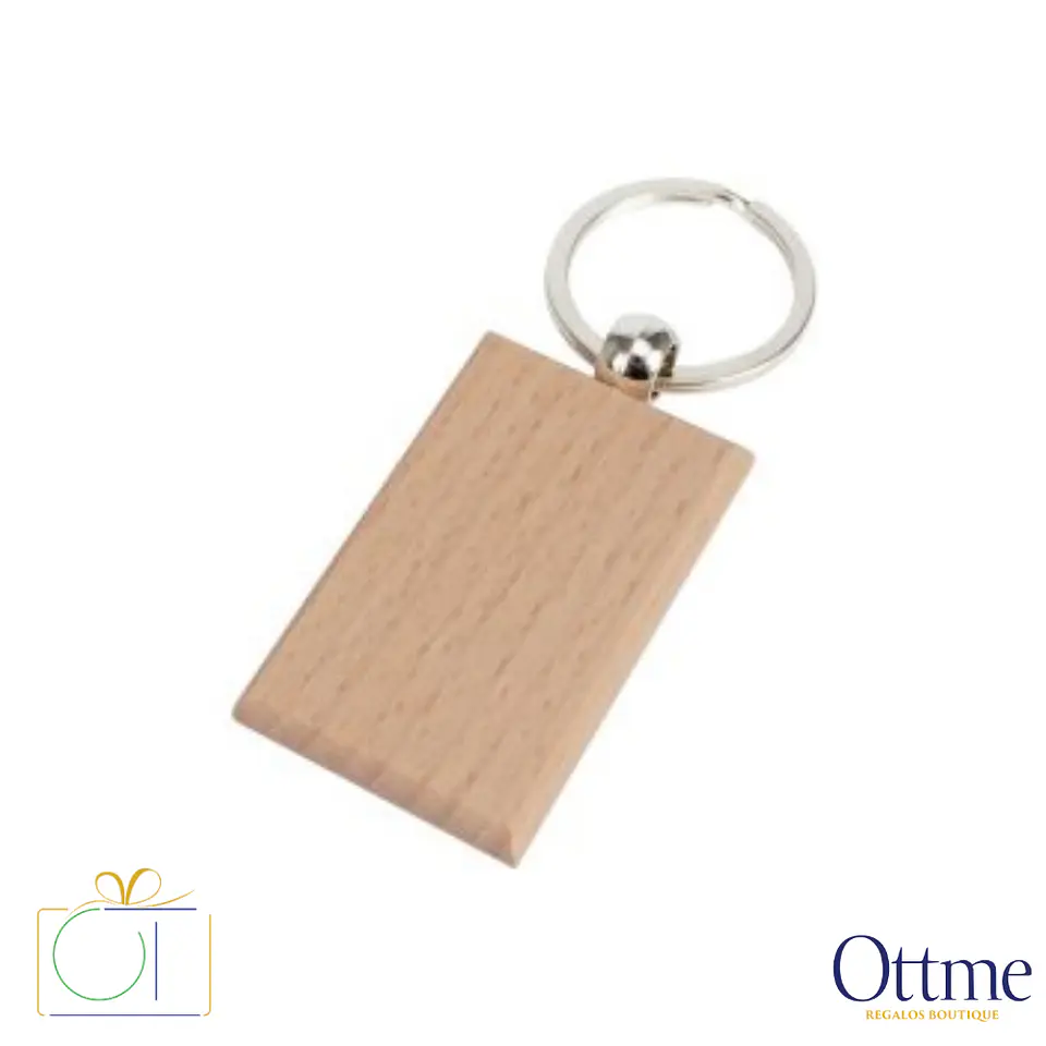 Llavero Rectangular de Bamboo Personalizable 2