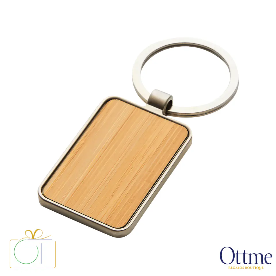 Llavero KIREC Rectangular Bambú Personalizable 1
