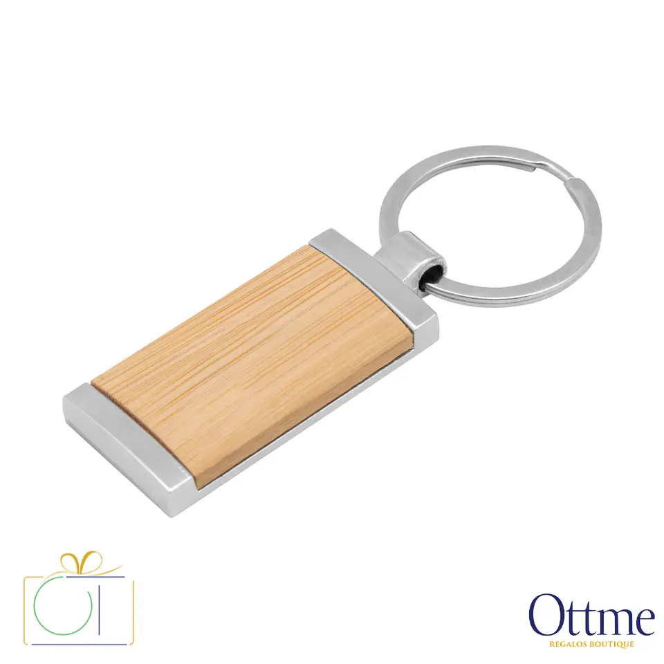 Llavero Rectangular de Bambú TAG Personalizable 2