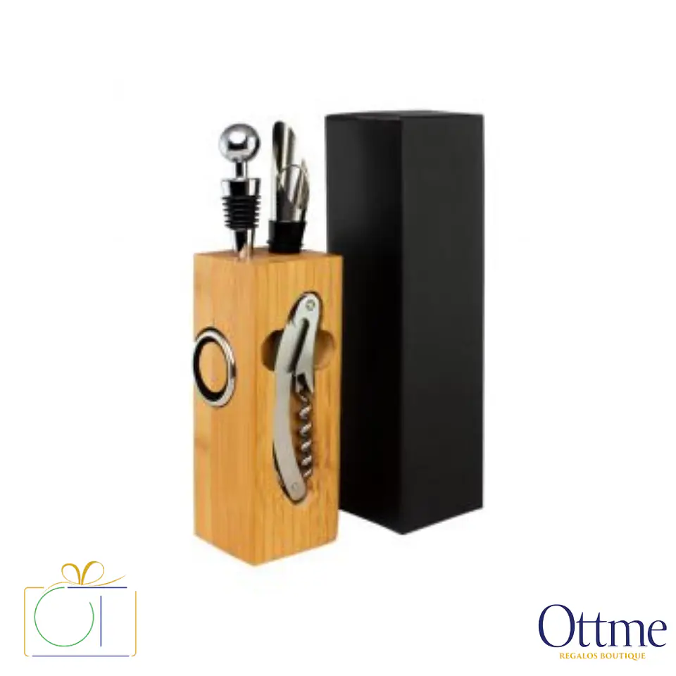 Set de Vino Rectangular de Bamboo Personalizable 1