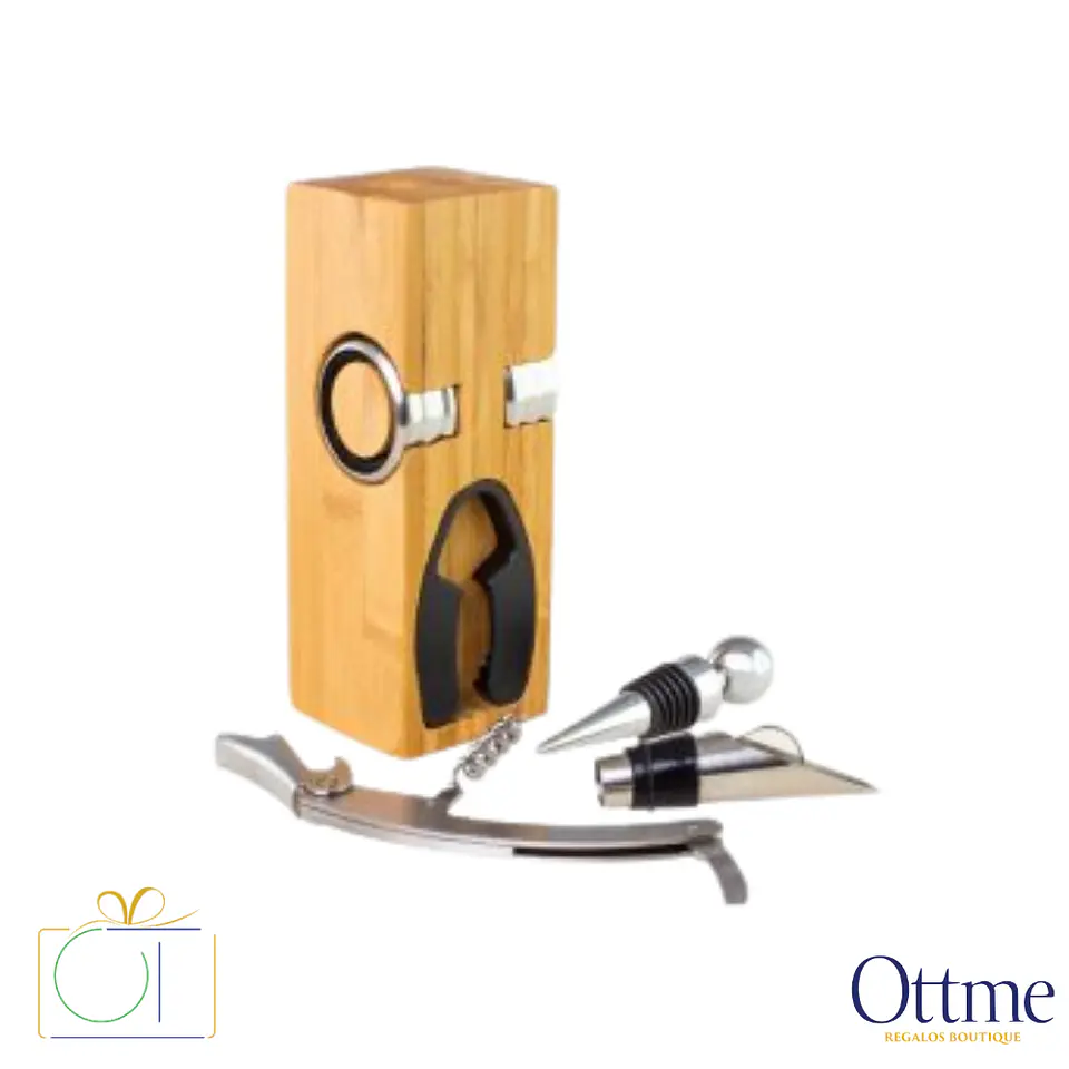 Set de Vino Rectangular de Bamboo Personalizable 2
