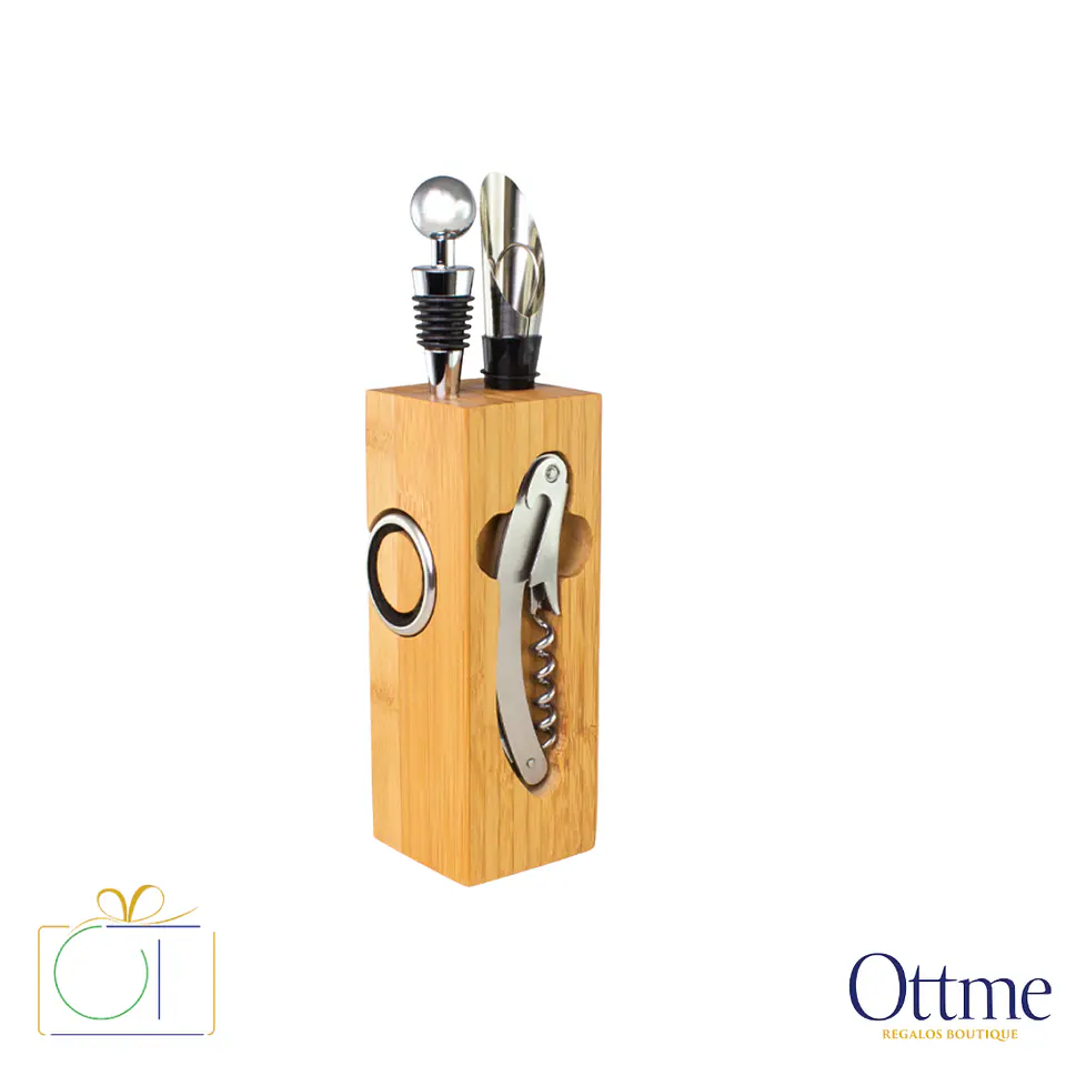 Set de Vino Rectangular de Bamboo Personalizable 3