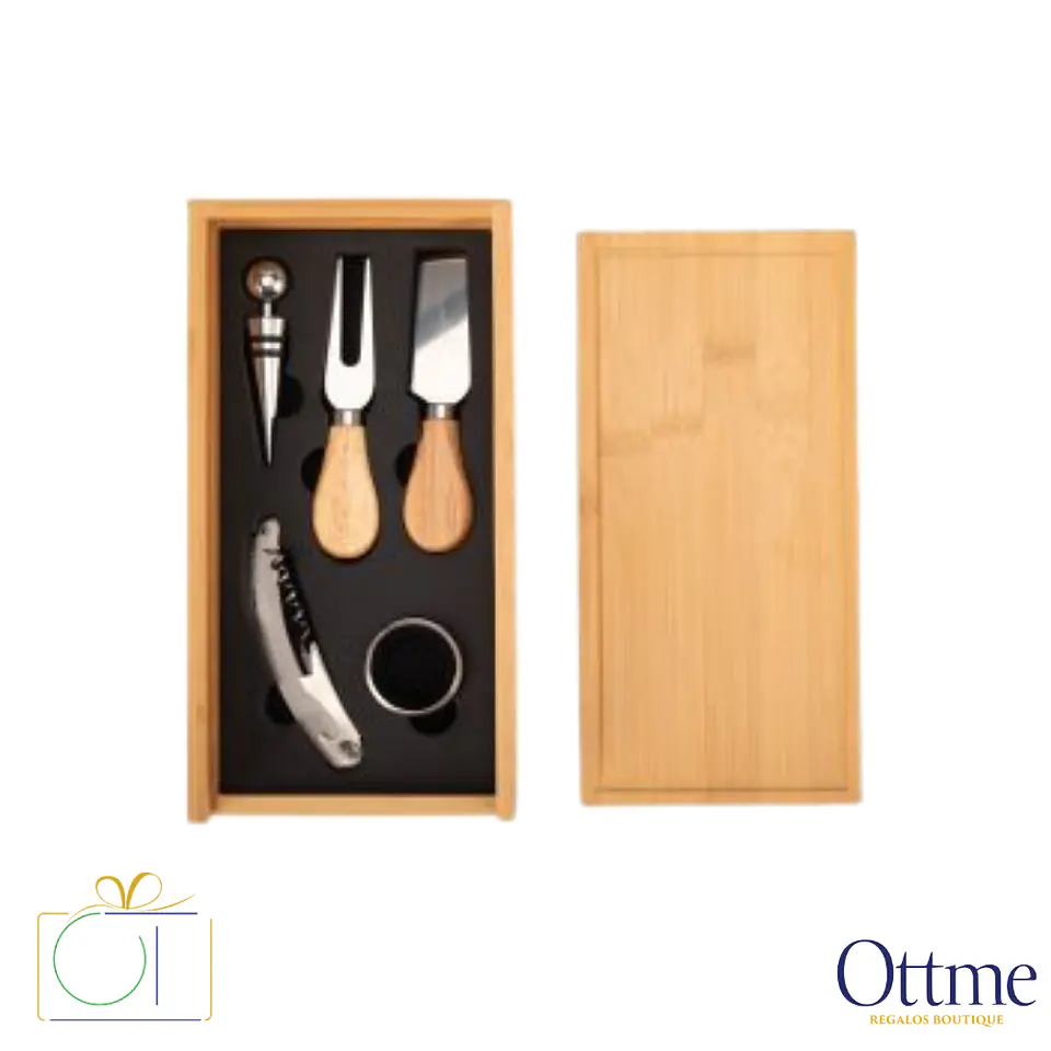 Set Wine & Cheese FUTRONO de Bamboo 6en1 Personalizable 1