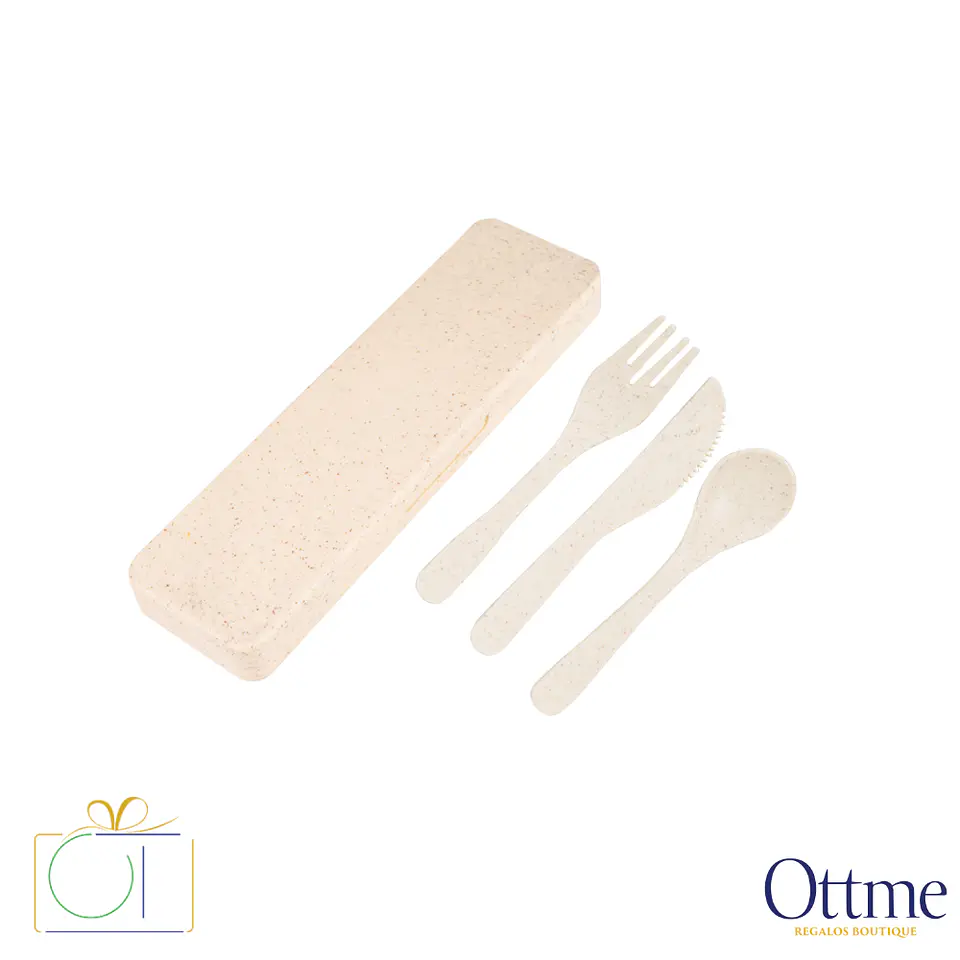 Set de 3 Cubiertos Ecológico Wheat Straw Personalizable 1