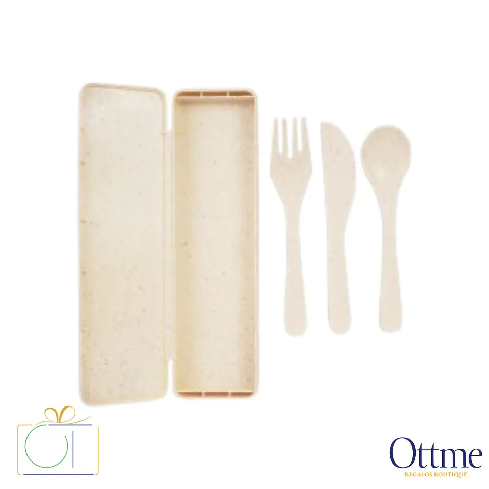Set de 3 Cubiertos Ecológico Wheat Straw Personalizable 2