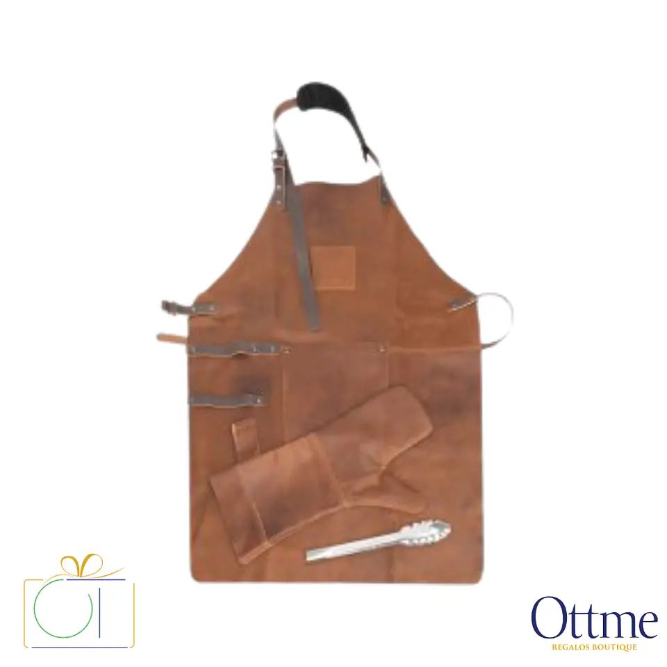 Set Asador Cuero Tostado de Búfalo Personalizable 1