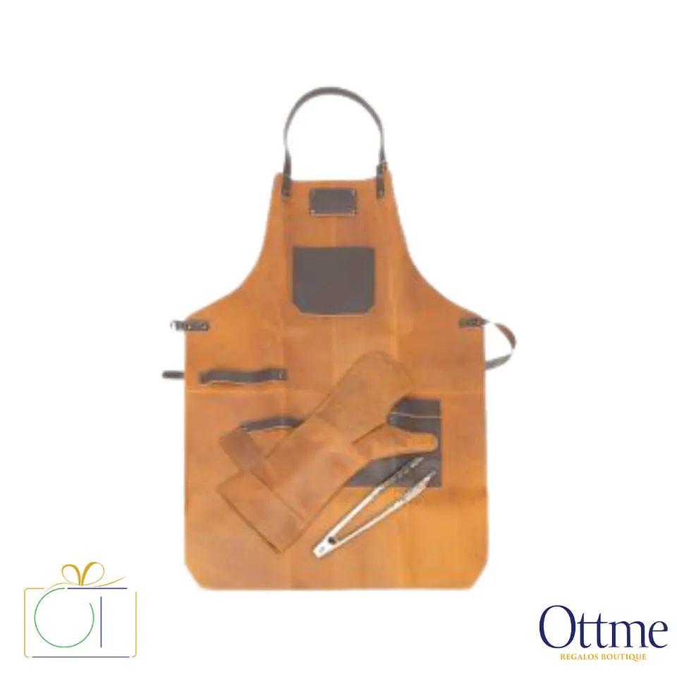 Set Asador Cuero Curtido Envejecido de Búfalo Personalizable 1