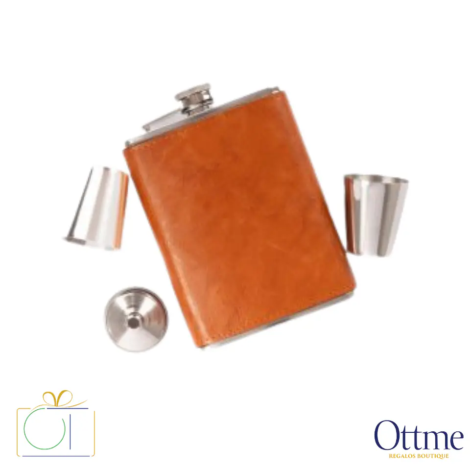 Set Petaca OXFORD con Vasitos y Embudo Personalizable 1