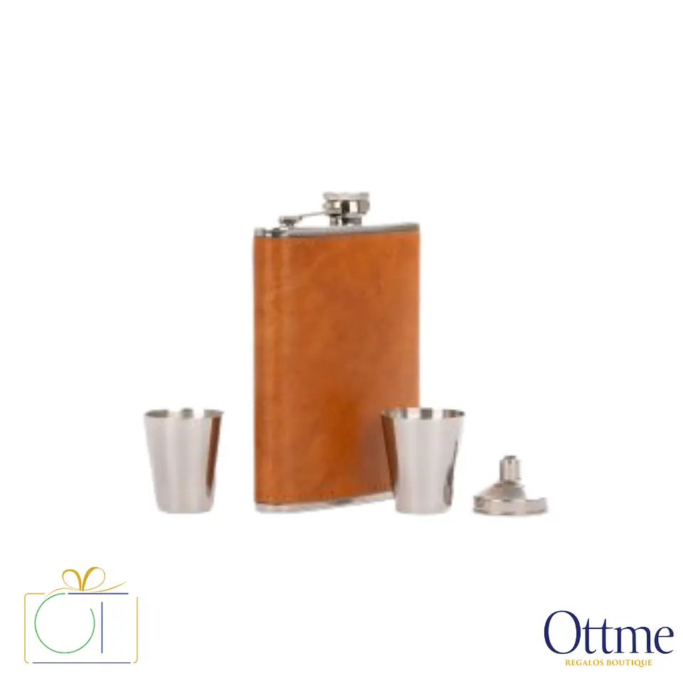 Set Petaca OXFORD con Vasitos y Embudo Personalizable 2