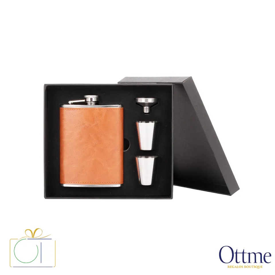 Set Petaca OXFORD con Vasitos y Embudo Personalizable 3