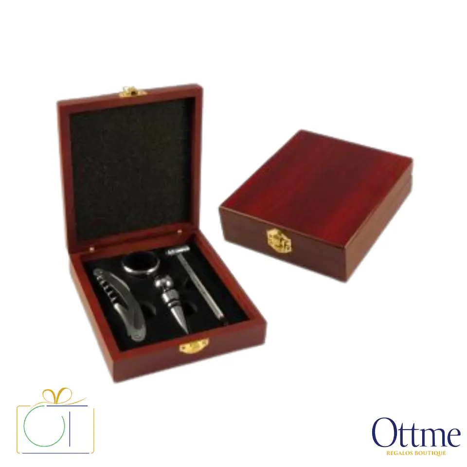 Set de Vino en Caja de Madera Personalizable 2