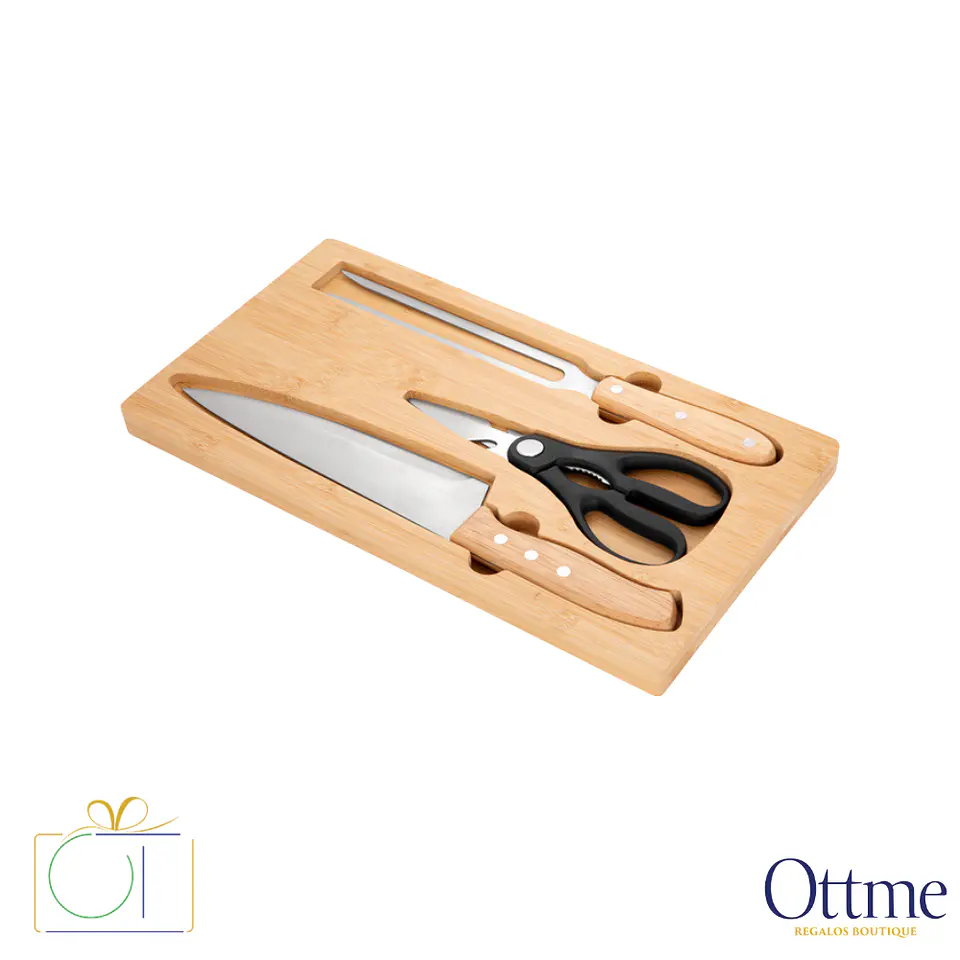 Set de Asado BBQ BISTEC con Tabla de Bambú Personalizable 3