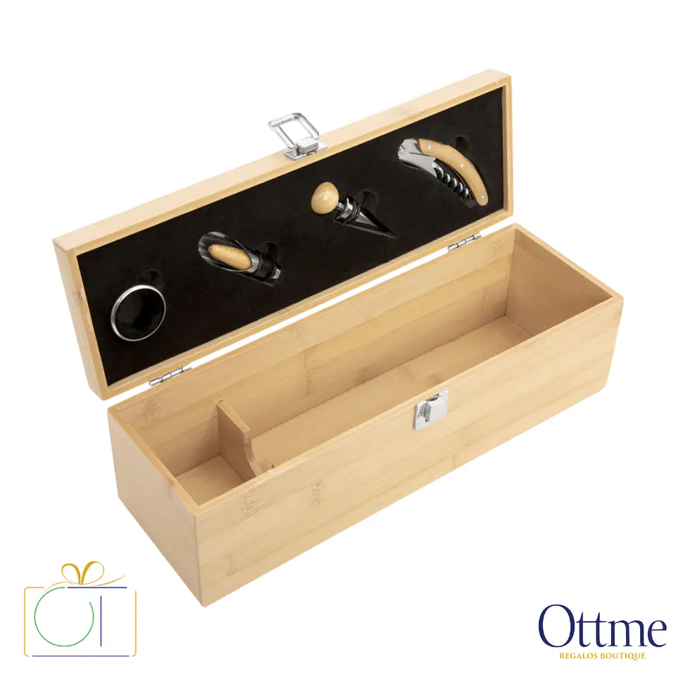 Set de Vino VINICIUS Caja de Bambú Personalizable 1
