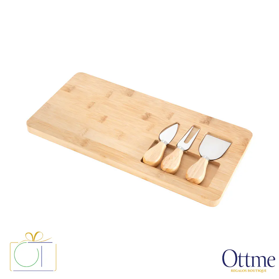 Tabla de Quesos CHEDDAR con Utensilios de Bambú Personalizable 2