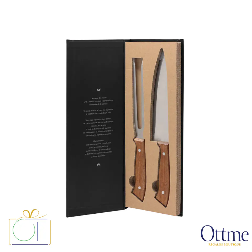 Set de Asado BBQ LOMO Cuchillo y Tenedor Personalizable 1