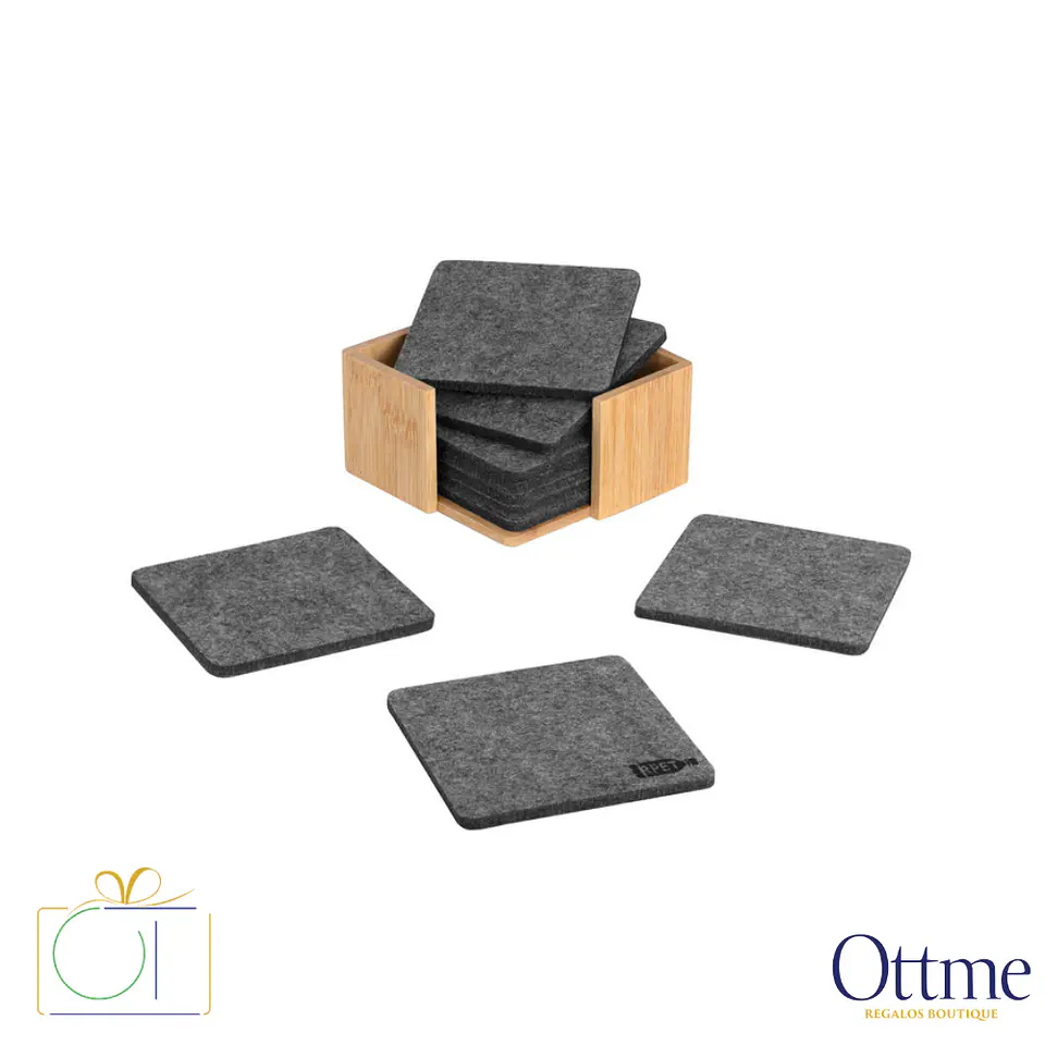 Set de 10 Posavasos RPET KOSTER con Soporte Bambú Personalizable 2