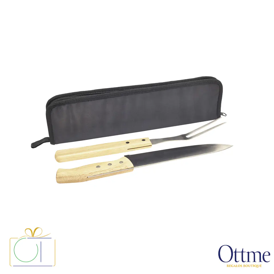Set de Asado BBQ GRILL Cuchillo y Tenedor en Estuche Personalizable 1