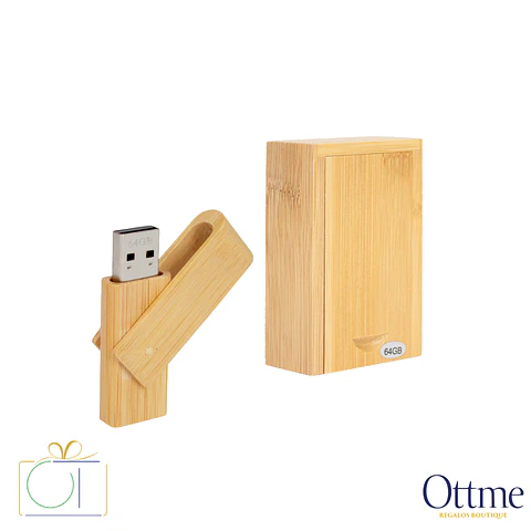 USB Pendrive Giro 64GB de Bamboo Barnizado Personalizable