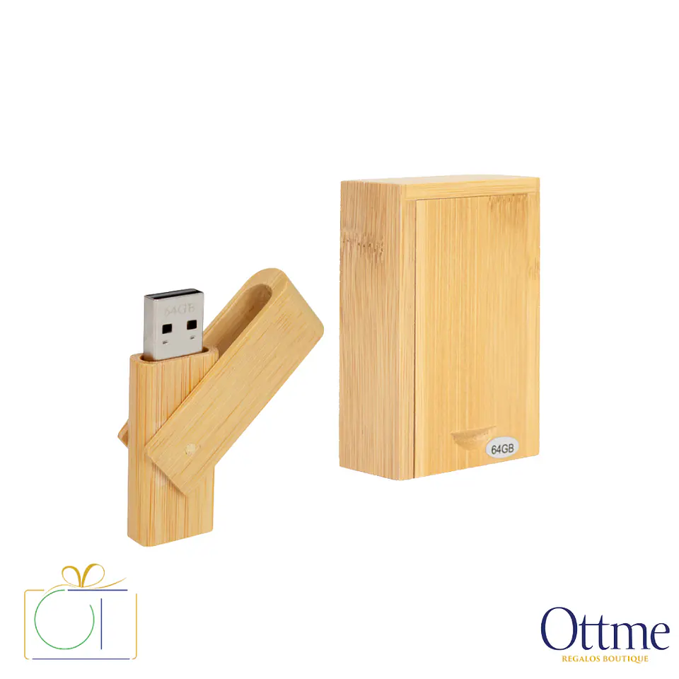 USB Pendrive Giro 64GB de Bamboo Barnizado Personalizable 1