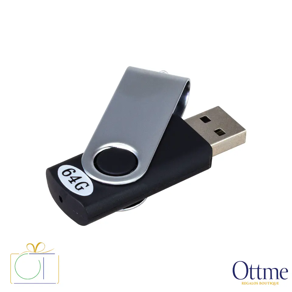 USB Pendrive 64GB Carcasa Metálica Giro Personalizable 3