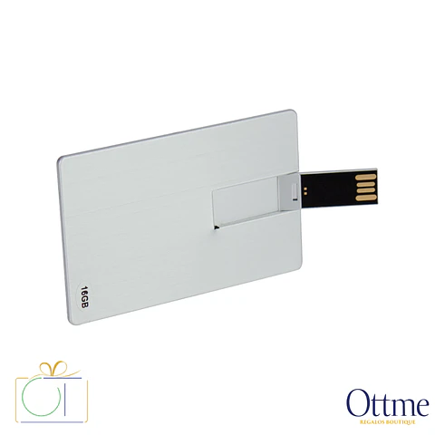 USB Pendrive 16GB Tarjeta Crédito Plateada Personalizable