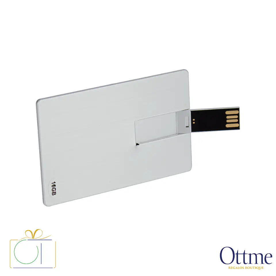 USB Pendrive 16GB Tarjeta Crédito Plateada Personalizable 1