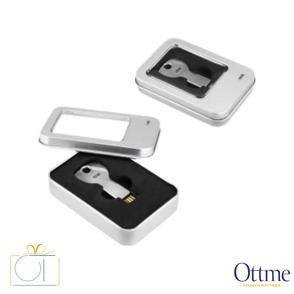 USB Pendrive 16GB Forma de Llave Plateada Personalizable 2