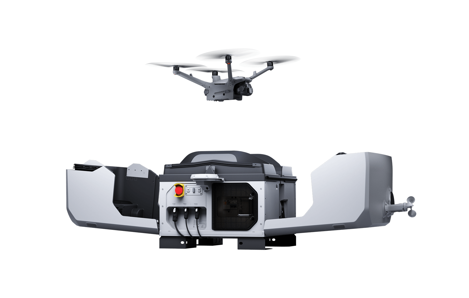 Vista de un DJI Dock 3 en un entorno logístico