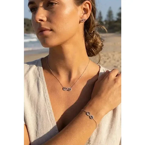 Conjunto de jóias em aço inoxidável brincos+ colar