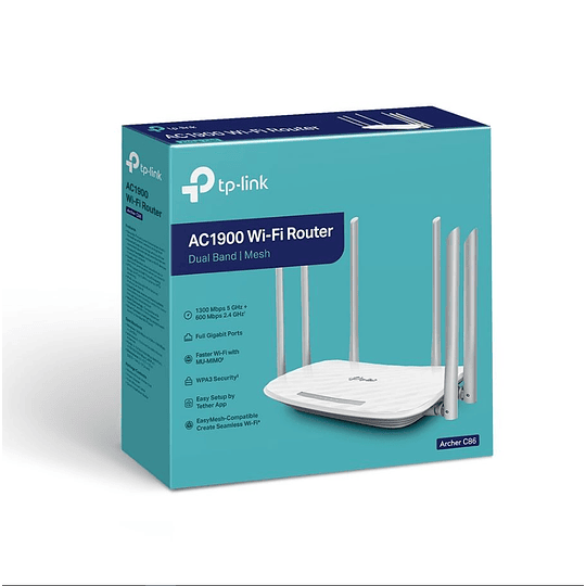 Router Tp Link Archer C86 Wifi 6 Doble Banda 5hz 2,4hz Ac1900Tecnología Mimo 3x3 Blanco