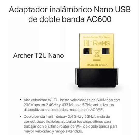 Antena Archer T2U NANO receptor wifi usb dual band TP-Link 